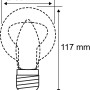 Technische Zeichnung Paulmann E27 LED Lampe, Glühlampenform, 9W, Maße: 60x117mm.