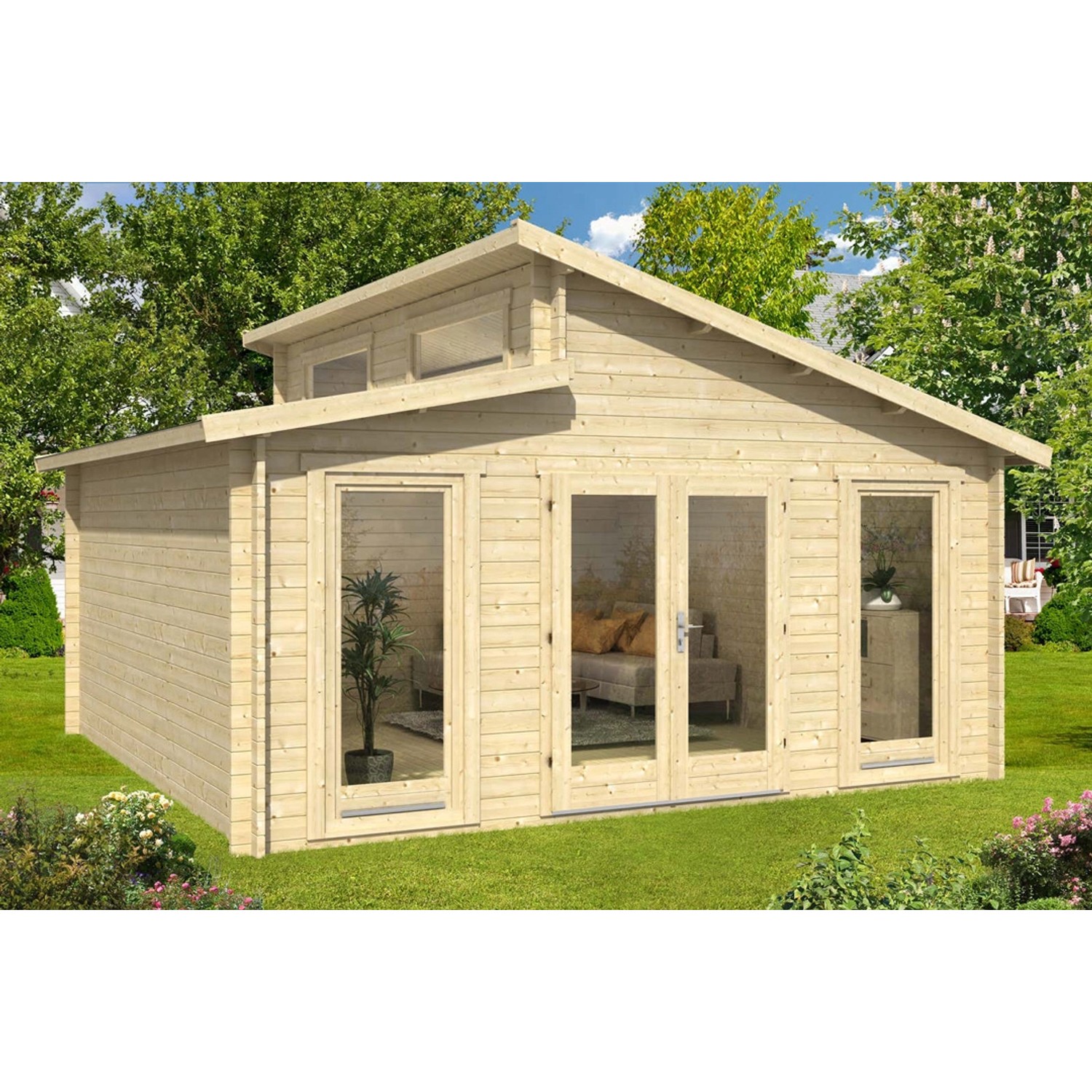 Alpholz Gartenhaus/Gerätehaus Narvig-B Pultdach 520 cm x 520 cm Braun