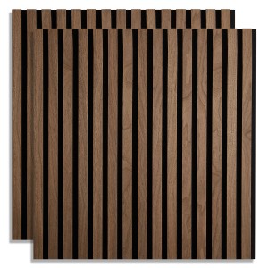 Homestyle4u Akustikpaneele 60x60 2er Set Holz Braun Wallnuss Wandpaneele