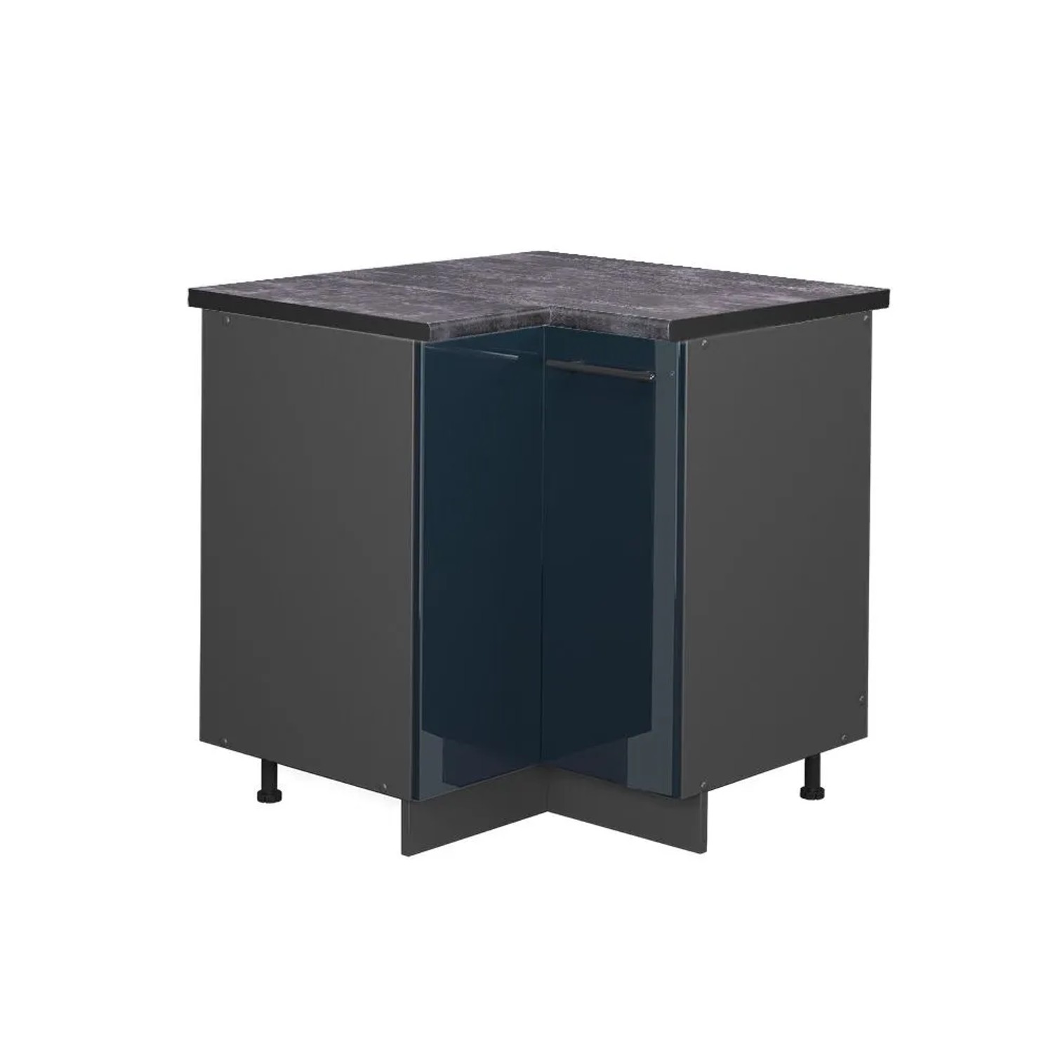 Vicco Eckunterschrank Fame-Line DunkelBlau Hochglanz 81 cm AP Anthrazit