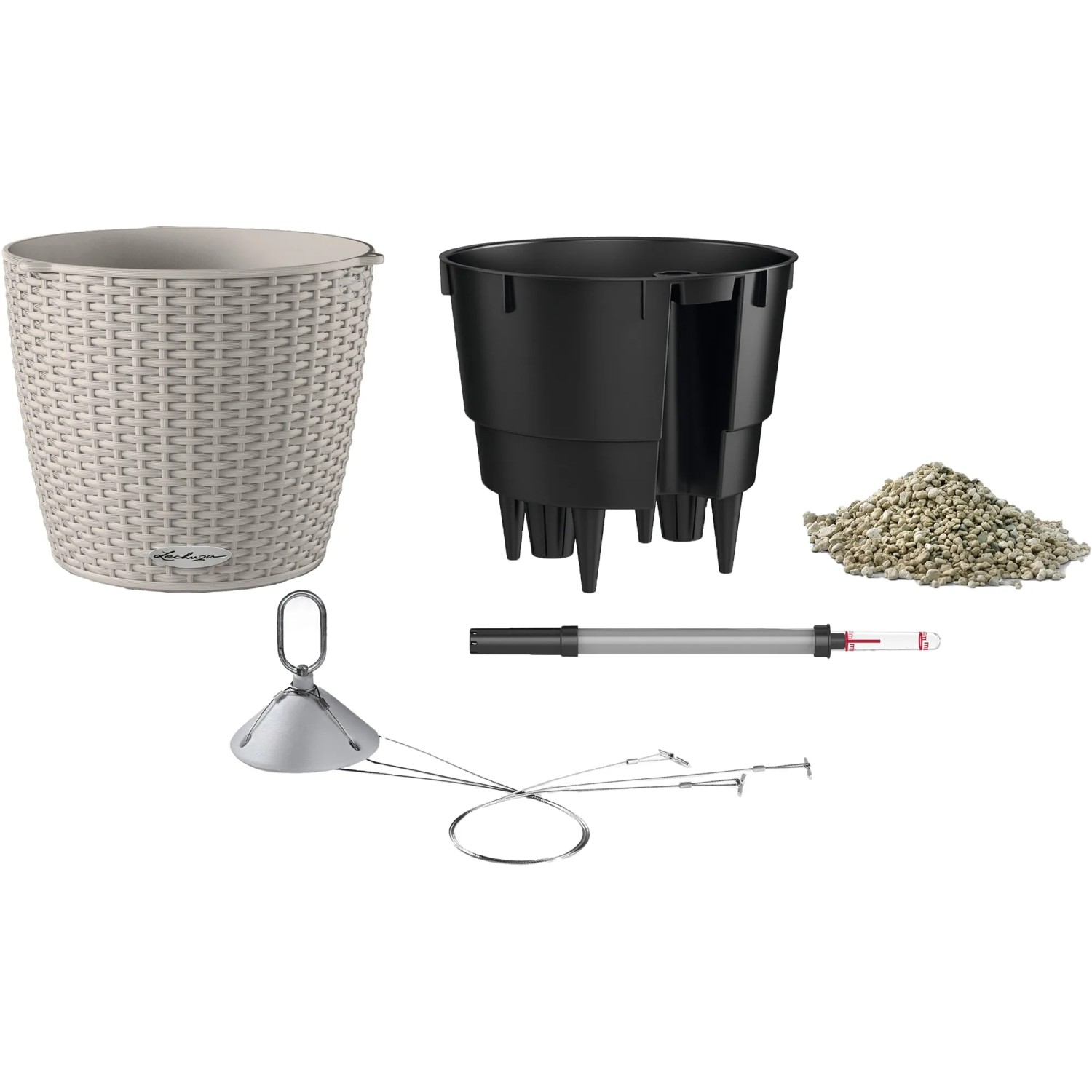 Lechuza Nido Cottage Blumenampel, sandbraun, Ø 27cm, mit Bewässerungssystem und Zubehör.