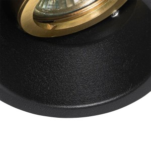 Schwarzer QAZQA Einbaustrahler mit goldenem, drehbarem Aluminium-Innenring.