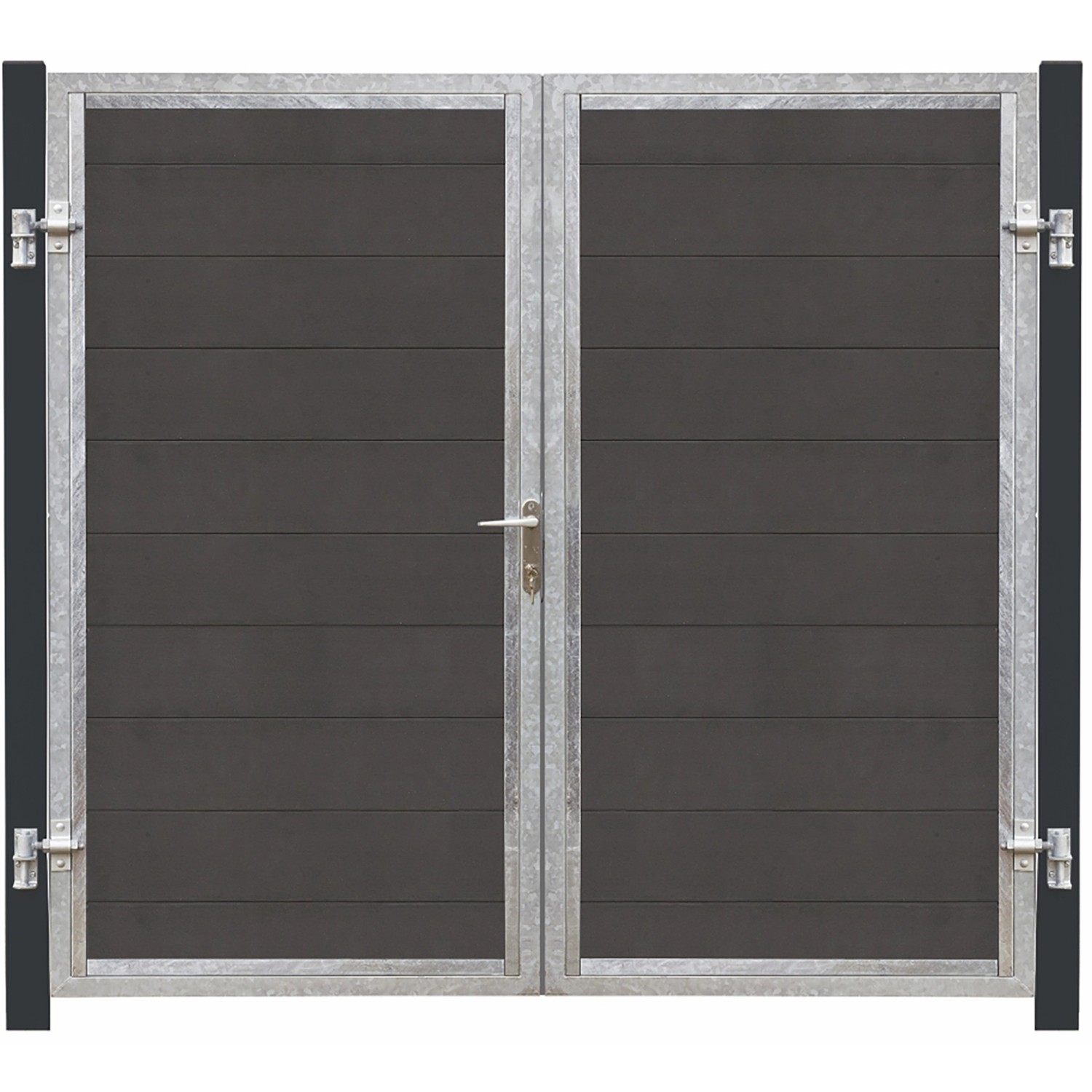 Doppeltor Futura WPC Schiefergrau DIN L 213 cm x 180 cm Pfosten grauschwarz günstig online kaufen
