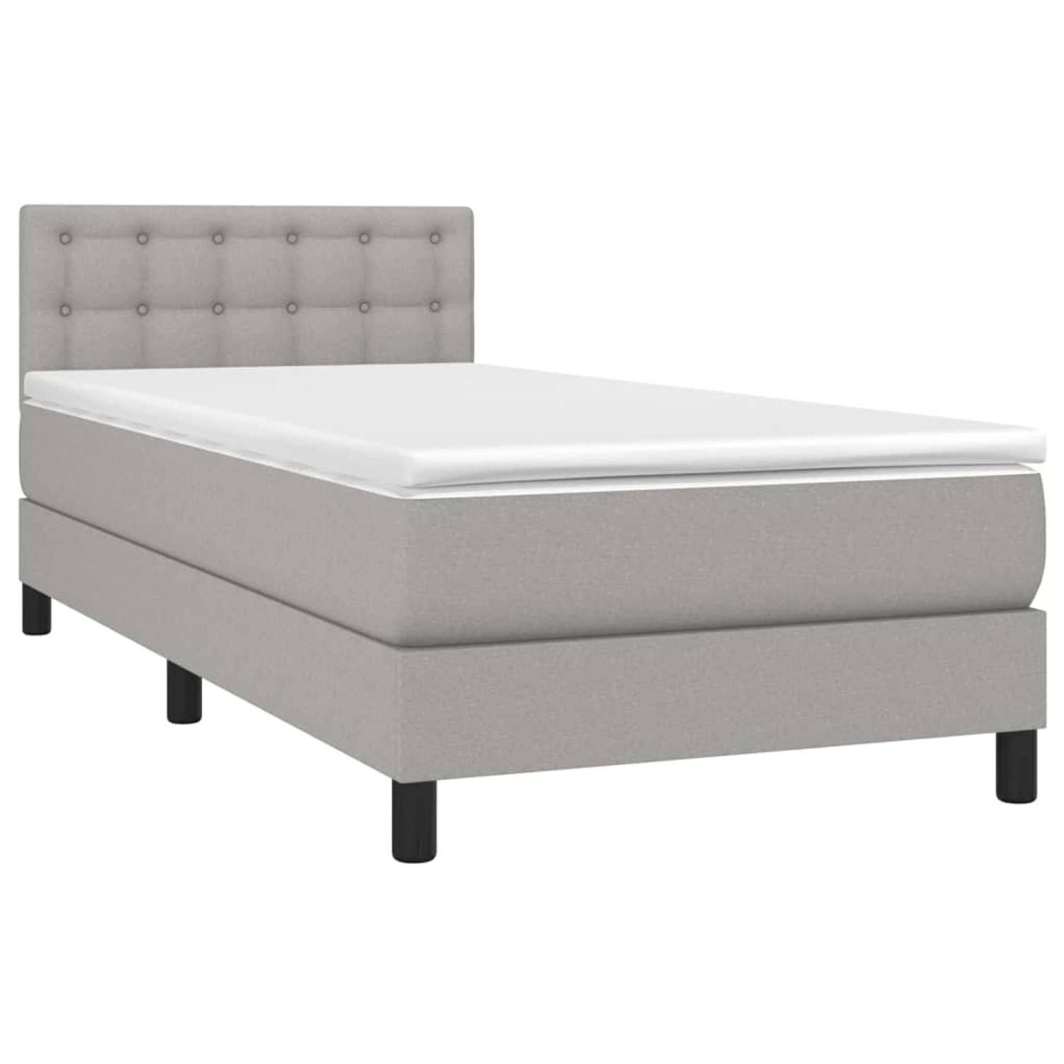 vidaXL Boxspringbett mit Matratze & LED Hellgrau 80x200 cm Stoff 3133429 günstig online kaufen