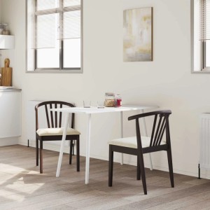 vidaXL Esszimmerstuhl 2 Stk Hellbraun und Hell Solides Gummiholz 42020393