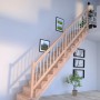 Gerade Treppe Lindos Pro Buche mit Setzstufen und Holz-Edelstahl-Geländer, 80 cm breit.