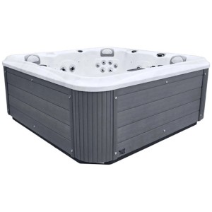 Heissner Whirlpool Spa Correll Classic, 200x200cm, mit grauer Verkleidung und 30 Düsen.