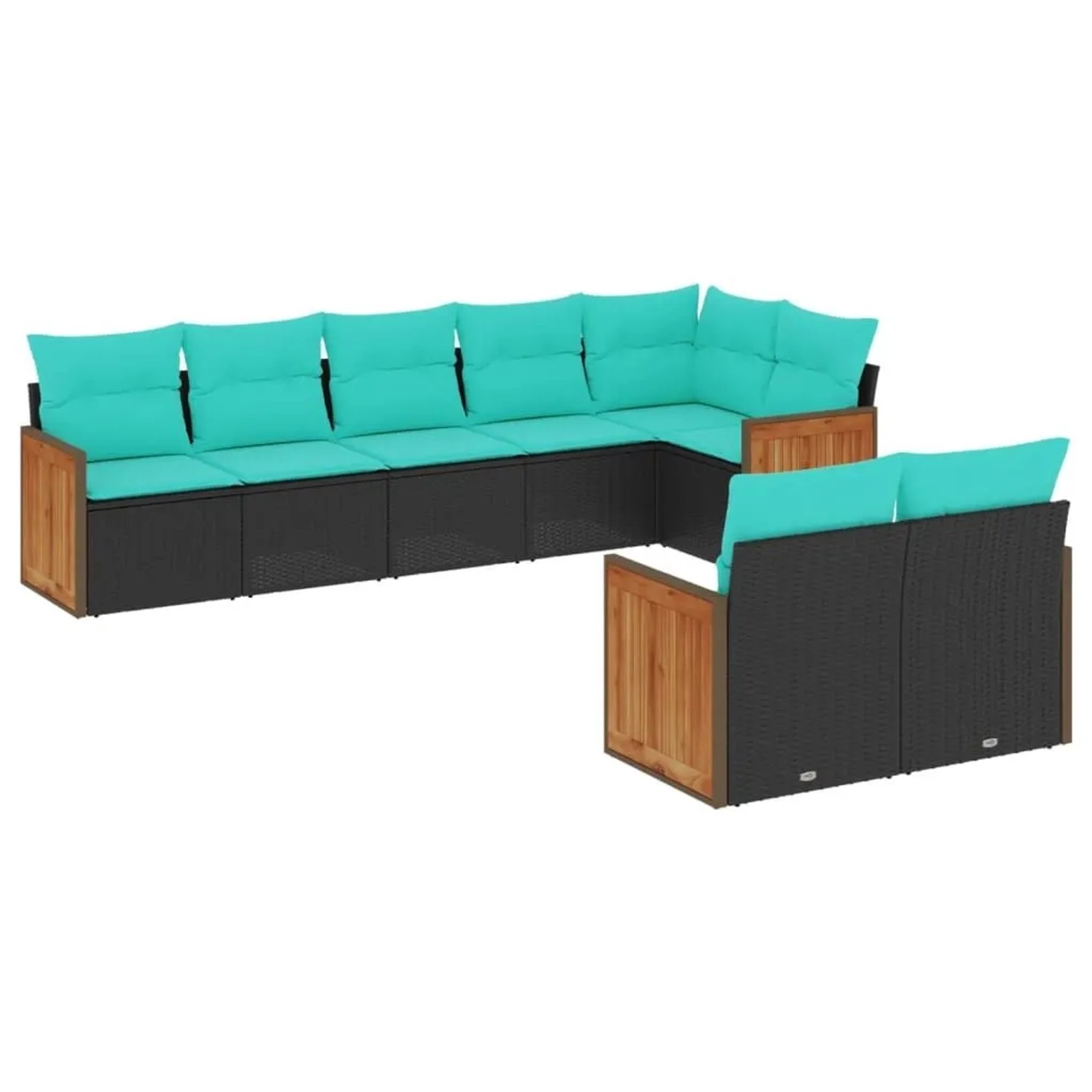 vidaXL 8-Tlg Gartensofa-Set mit Kissen Schwarz Polyrattan 3227828 günstig online kaufen