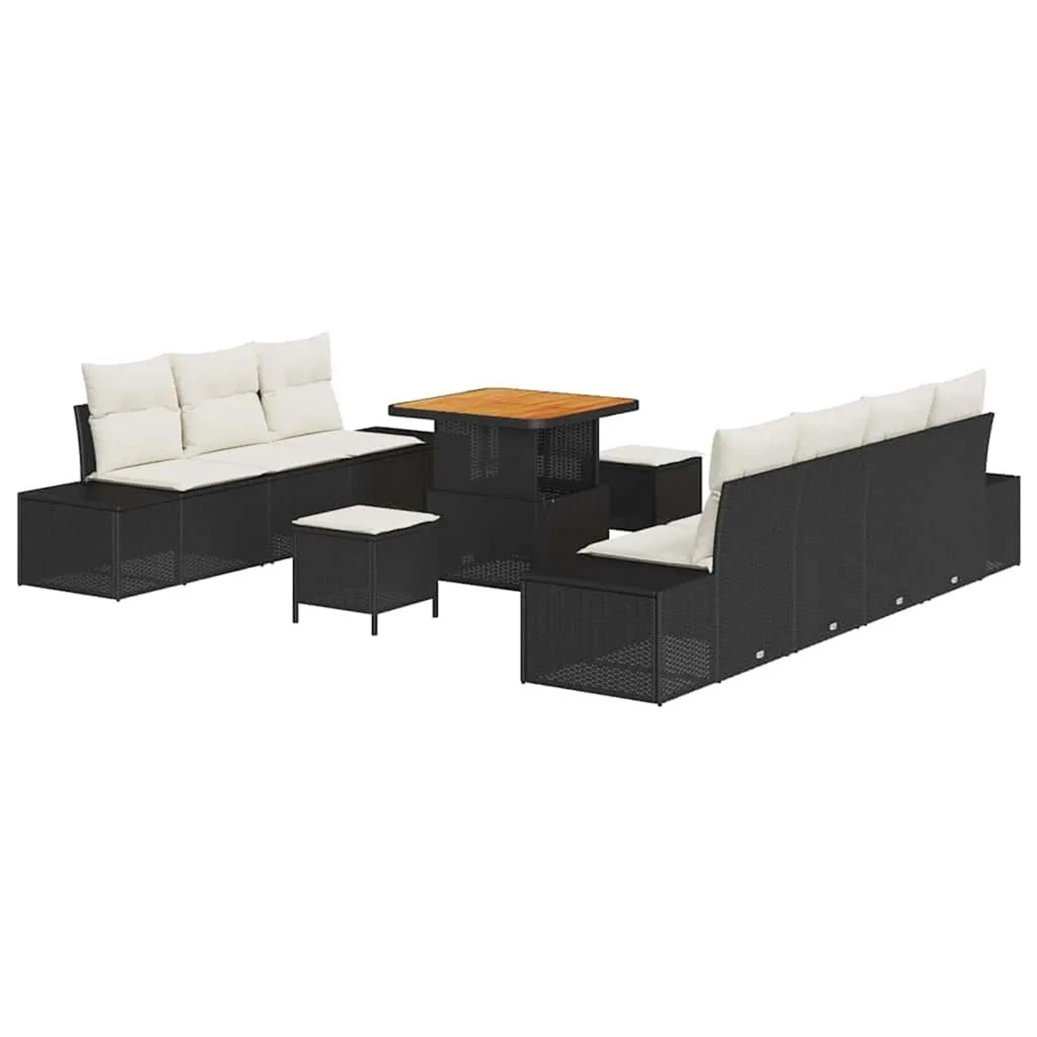 vidaXL Gartensofa-set mit Kissen 10-Tlg Schwarz Poly-Rattan 3364695 günstig online kaufen