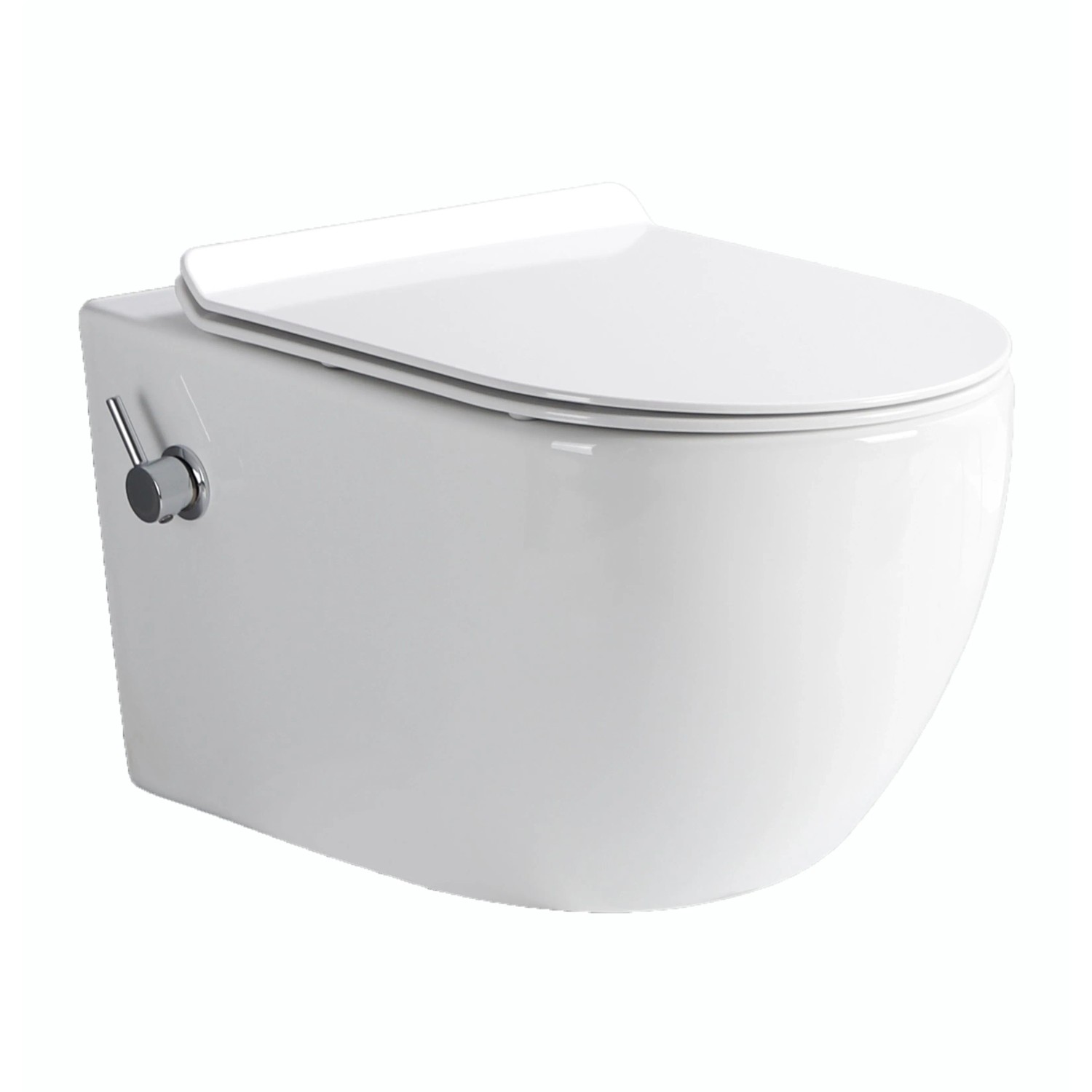 Glasdeals Spülrandloses Wand-WC Dusch-WC inkl. Kalt- und Warmwasserarmatur mit WC Sitz und Deckel TAHARET