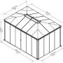 Technische Zeichnung: Canopia Ledro 3 x 4.3 Pavillon, geschlossene Bauweise, Maße in cm.