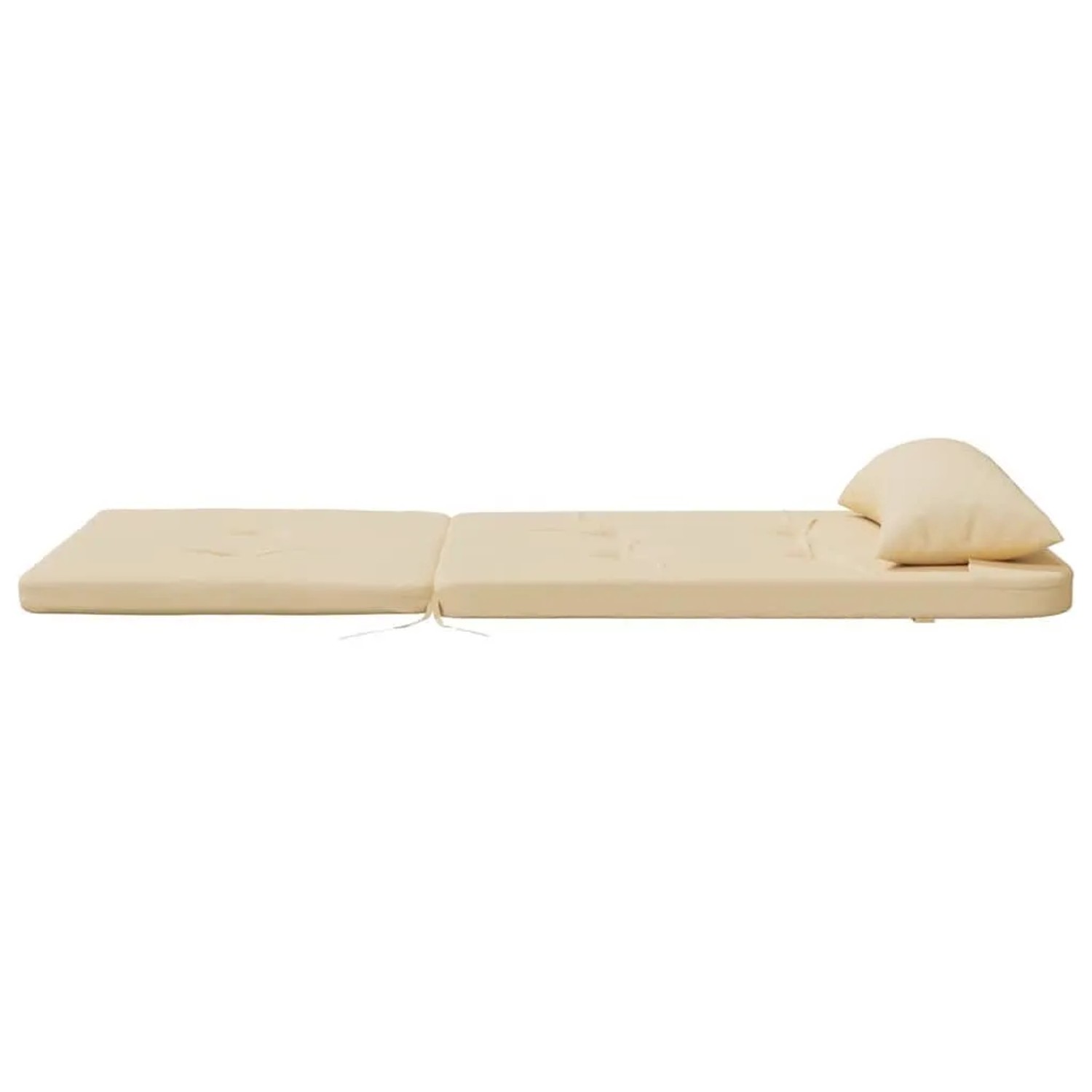 Beige Adirondack-Auflage aus Oxford-Gewebe, ausgebreitet mit integriertem Kopfkissen.