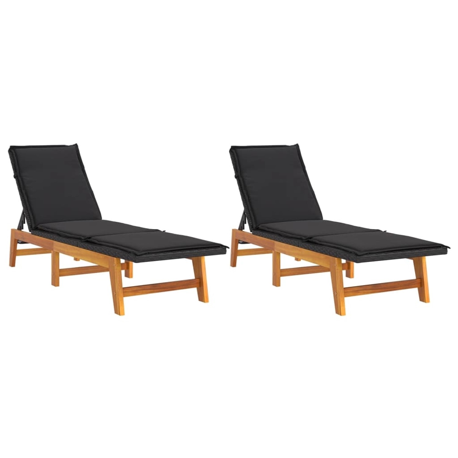 Thumbnail - VidaXL Sonnenliegen mit Auflagen 2 Stk. Poly Rattan Massivholz Akazie