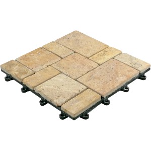 Florco Naturstein-Klickfliese Stone Travertine, 30x30 cm, mit Klicksystem und Gitterrücken.
