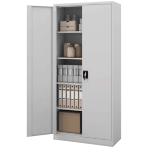 JAN NOWAK Aktenschrank, abschließbarer Büroschrank mit Flügeltüren, grau, 195x90x40 cm.