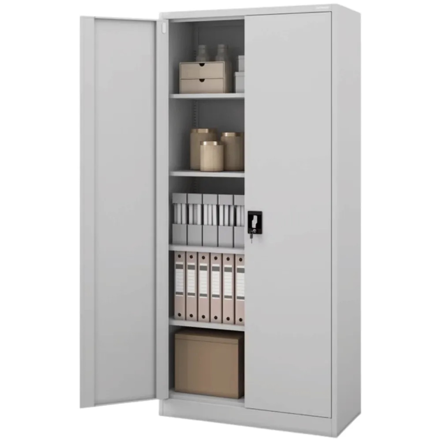 JAN NOWAK Aktenschrank Abschließbar JAN mit Flügeltüren 195 x 90 x 40 cm Grau