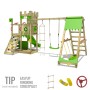 Fatmoose Spielturm BoldBaron mit Rutsche und Schaukel in Apfelgrün.