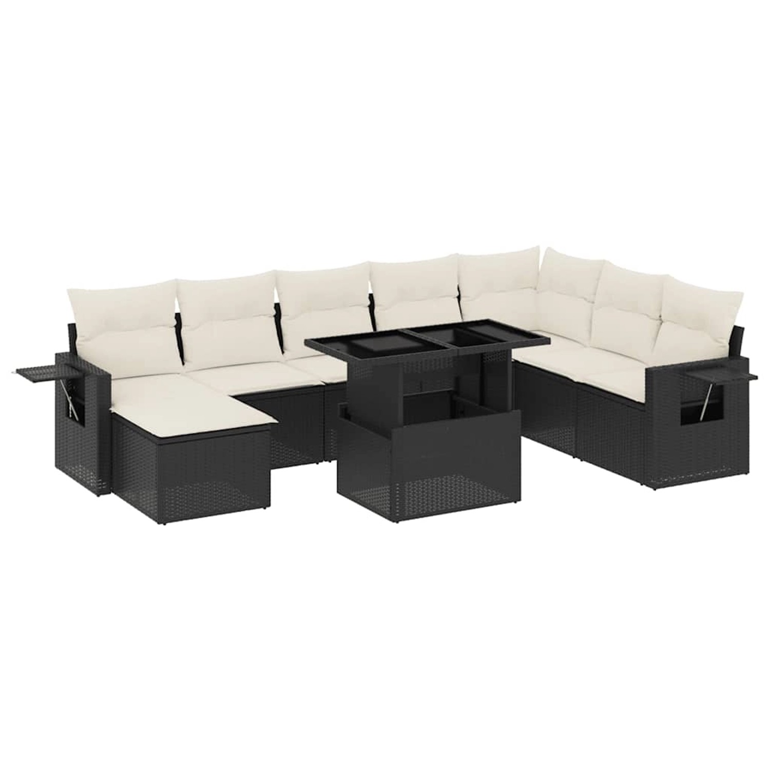 vidaXL 8-Tlg Garten-Sofagarnitur mit Kissen Schwarz Poly Rattan 3268066 günstig online kaufen