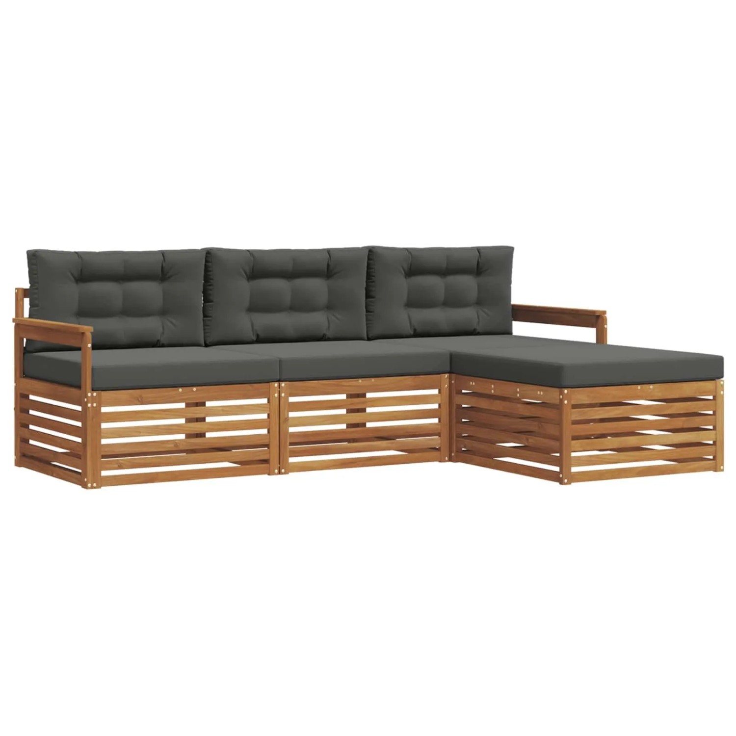 vidaXL Outdoor-Sofagarnitur mit Kissen 4-Tlg Natur und Anthrazit 3373247