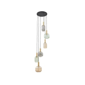 Lindby Pendelleuchte Doroteo 10030657 Retro Vintage Antik in Alu aus Glas 6-flammig E27 Wohnzimmerleuchte