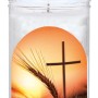 Motiv-Grablicht Ambrosius mit Ähre und Kreuz, Brenndauer 5 Tage, wetterfest.