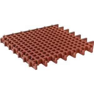 Rote Rasengitter Fallschutzplatte, 100x100x4,5 cm, für Terrassen & Gehwege. Fallhöhe bis 1,50m, rollstuhlbefahrbar.