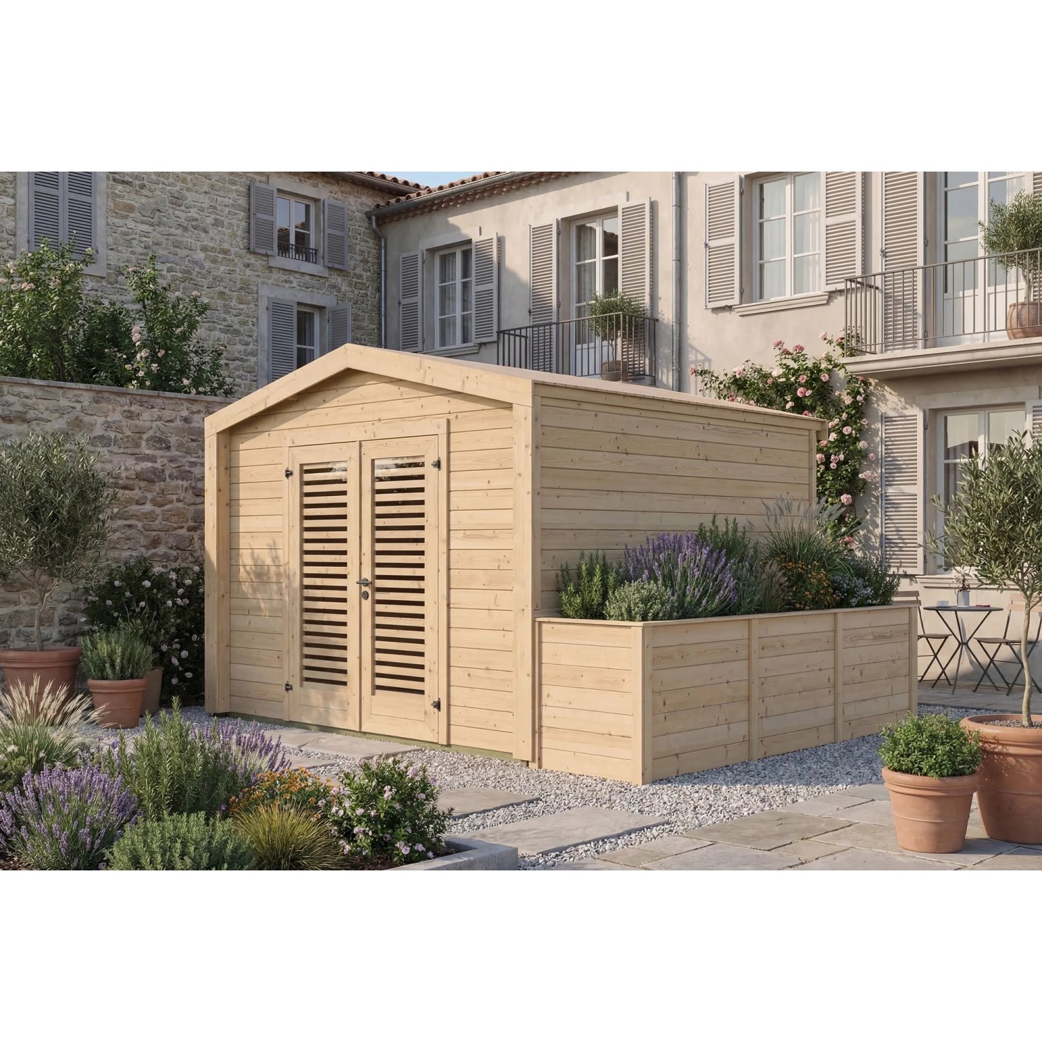 Weka Holz-Gartenhaus Killarney Satteldach Natur Unbehandelt 384 cm x 313 cm