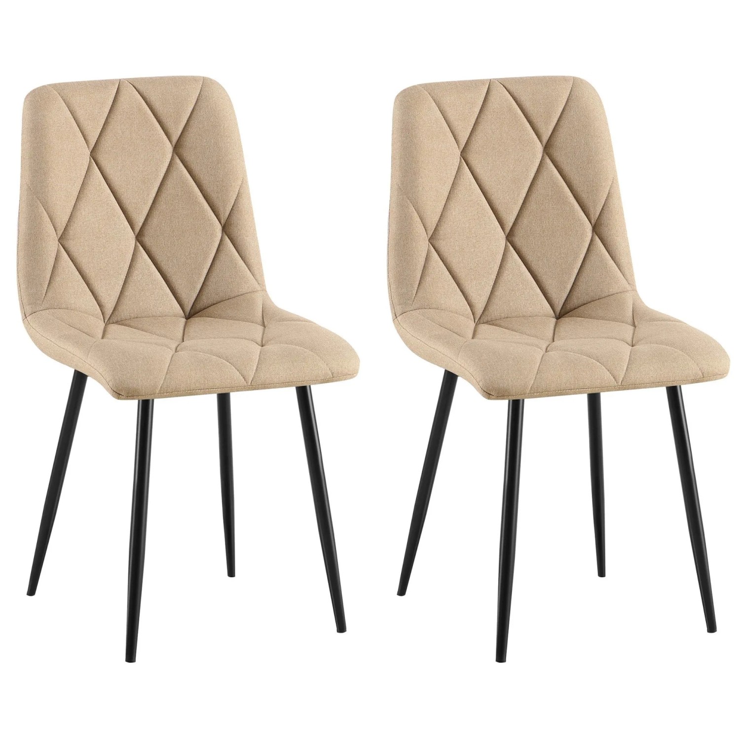 DELUKE 2er Set Esszimmerstuhl DOFAR Stoff Taupe 45x55x85cm Essstühle Esszimmerstühle Küchenstühle Wohnzimmerstühle