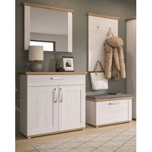 Inn.Furn Garderoben-Set 4-teilig Weiß Lärche 190 cm Landhaus Mirano