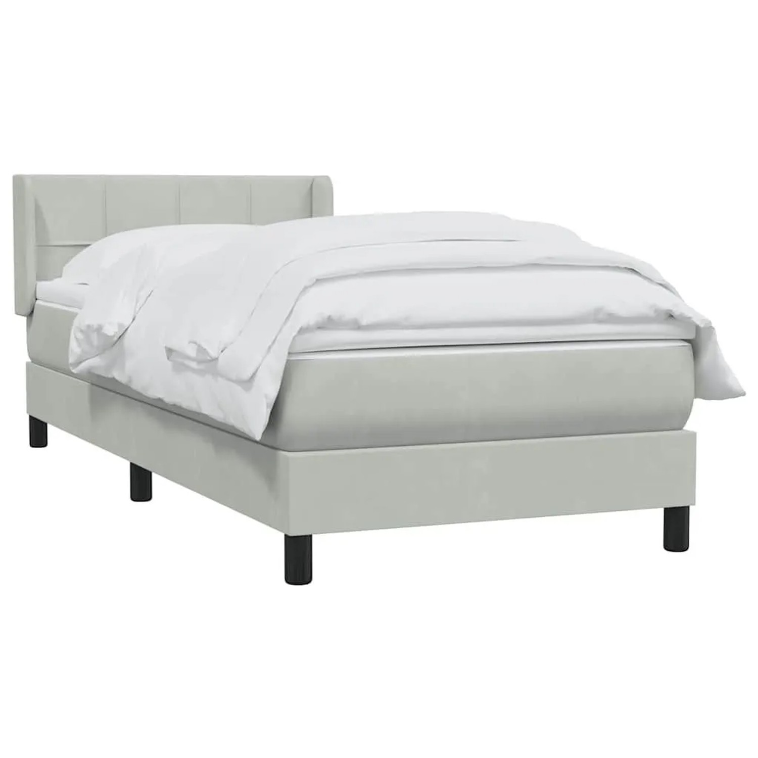 vidaXL Boxspringbett mit Matratze Hellgrau 90x210 cm Samt 3318099 günstig online kaufen