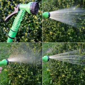 eyepower flexibler Gartenschlauch 15m mit Brause und Anschluss-Stück, verschiedene Sprühfunktionen