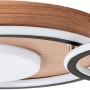 Moderne LED-Deckenleuchte Karney in Schwarz und Holz, 57x40 cm, für Innenräume.