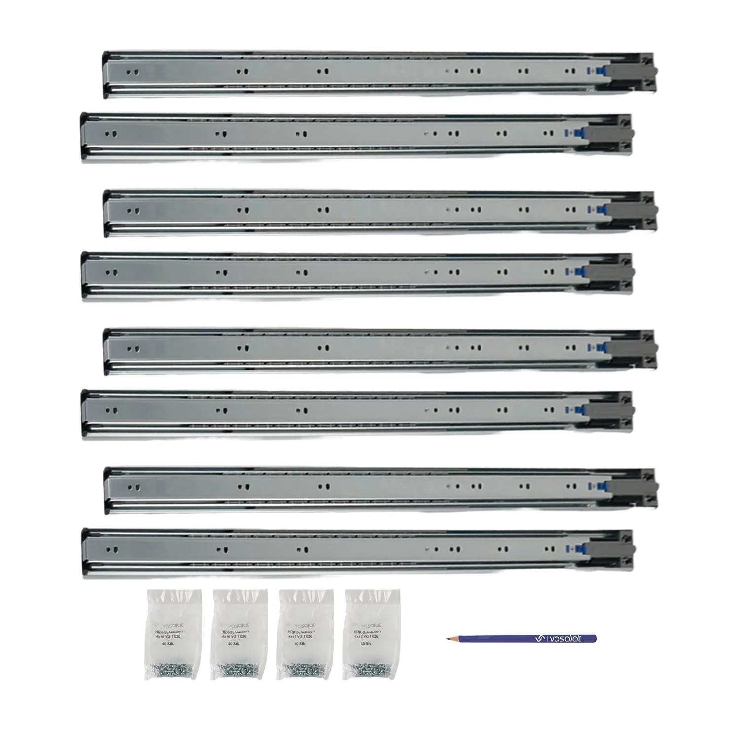 vasalat Kugelauszug 700mm Softclose Kugelführung - Vollauszug mit Dämpfung - 4 Paar