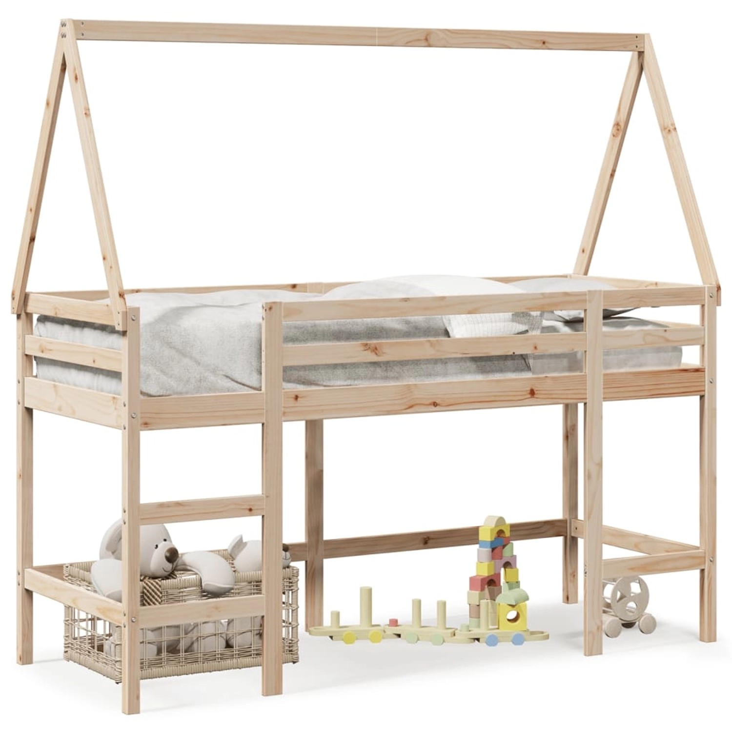 vidaXL Hochbett mit Leiter und Dach 80x200 cm Massivholz Kiefer2104847 günstig online kaufen