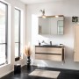 Modernes Badezimmer mit Fackelmann Gusswaschtisch Vita, 101 cm, matt schwarz, mit Unterschrank.