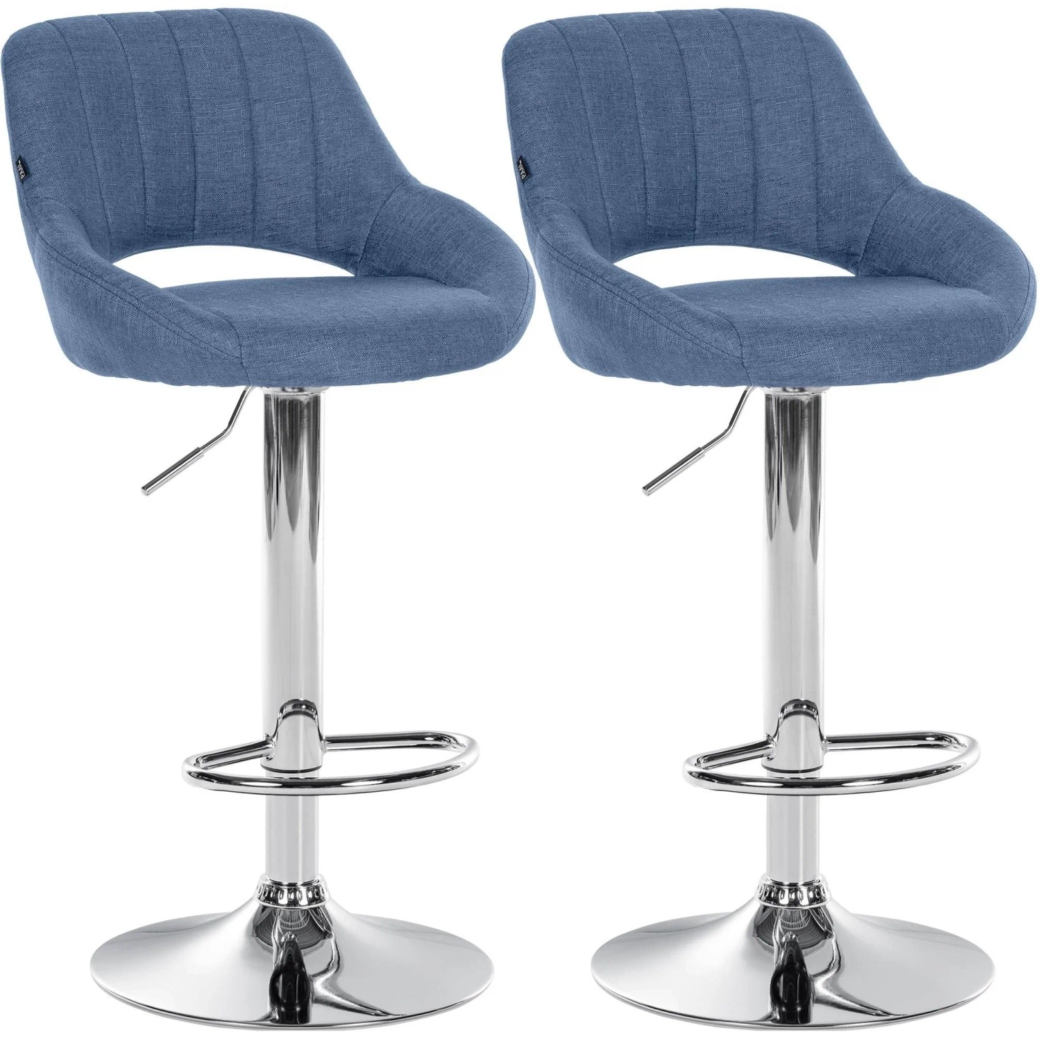 CLP 2er Set Barhocker Milet Stoff Metall in Chromoptik/blau