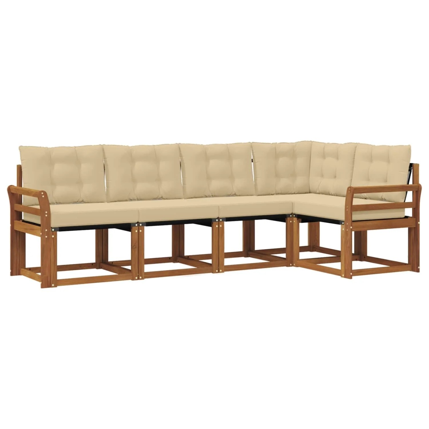vidaXL Outdoor-Sofagarnitur mit Kissen 5-Tlg Natur und Beige 3368668