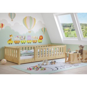 Erst-Holz Holzbett Kinderbett 90 x 200 cm Flachbett mit Rundumsicherung Kiefer Modell 77 ohne Zubehör