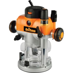 Triton Präzisionsoberfräse TRA001, 2400 W, für präzise Fräsarbeiten in Holz.