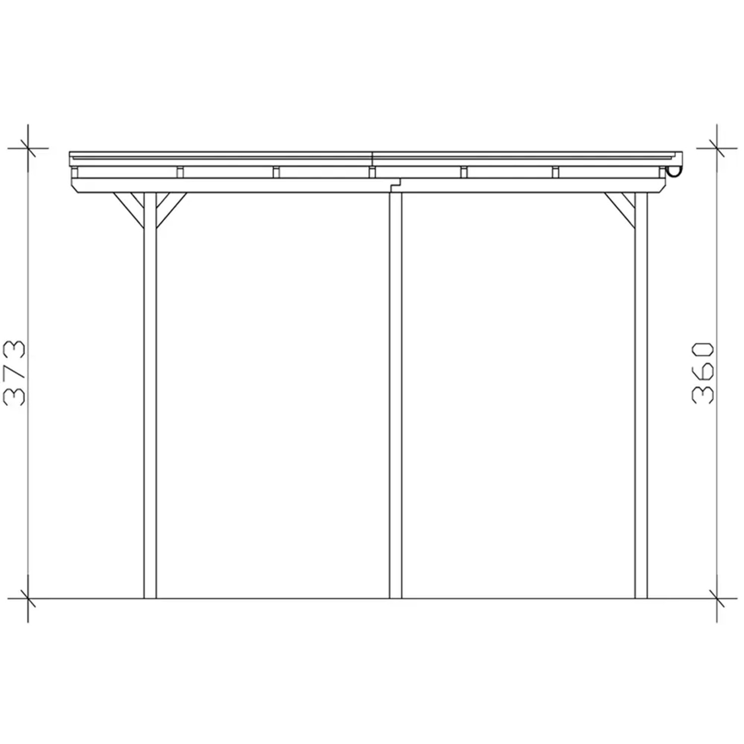 Technische Zeichnung: Skan Holz Carport Emsland Caravan, Maße 404x604 cm, Schiefergrau.