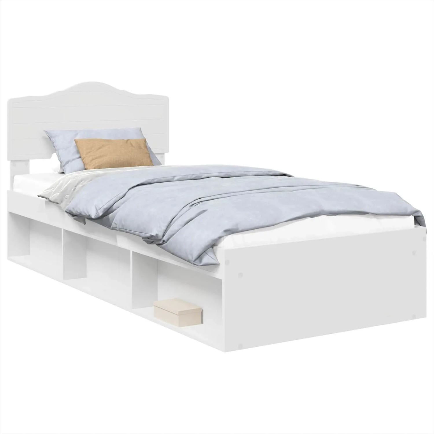 vidaXL Bettrahmen mit Kopfteil Weiß 90 x 190 cm Massives Kiefernholz 3412952