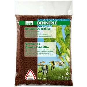 Dennerle Aquarium Kristall-Quarzkies, rehbraun, 1-2 mm, 5 kg Sack, Bodengrund für Aquarien.