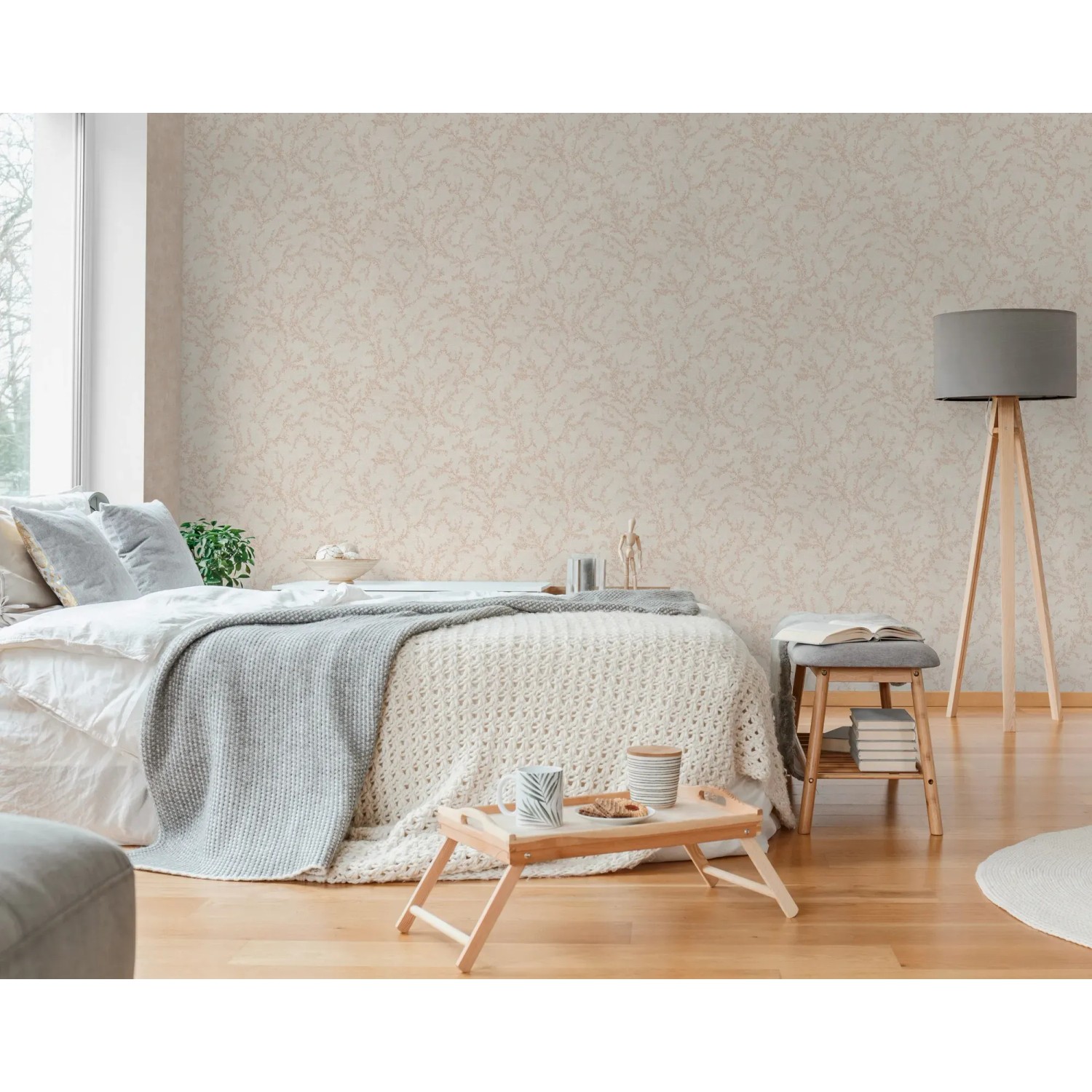 AS Creation Vliestapete Natur Äste, braun-beige, im Schlafzimmer. Dekorative Tapete mit Äste-Motiv.