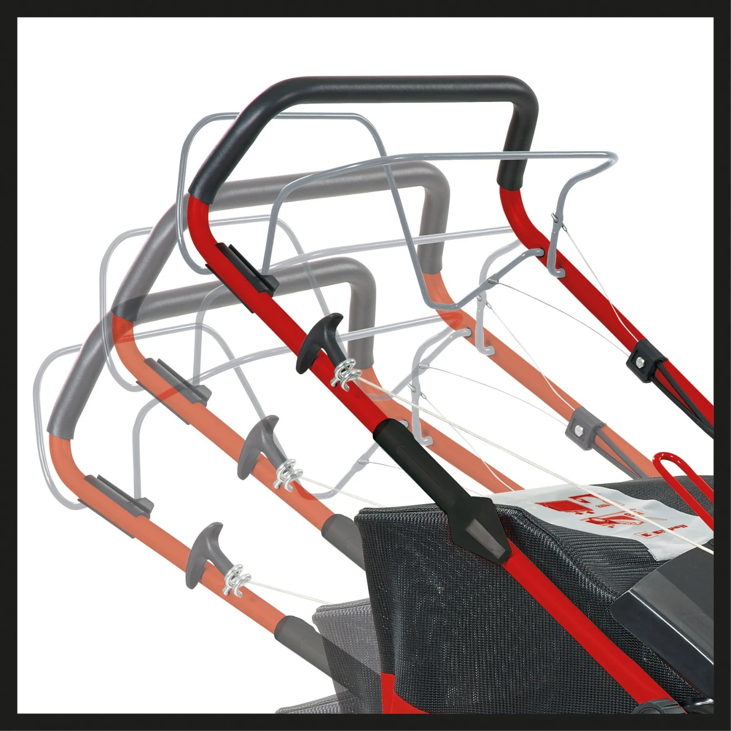 Detailaufnahme: Einhell GC-PM 56/2 S HW Benzin-Rasenmäher mit verstellbarem Holm.