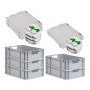 PROREGAL Spar Set: 5 Euroboxen mit Deckel und grünen Verschlüssen, 34 Liter.