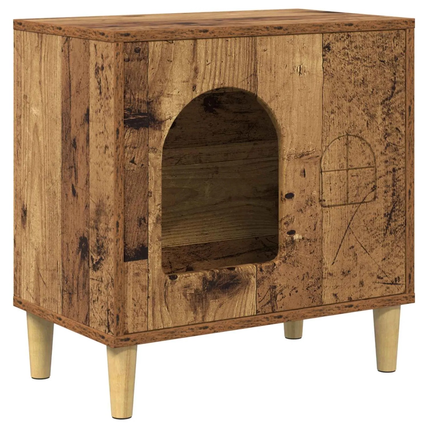 vidaXL Katzenhaus Altholz 51 x 30 x 52 cm Holzwerkstoff 8000669