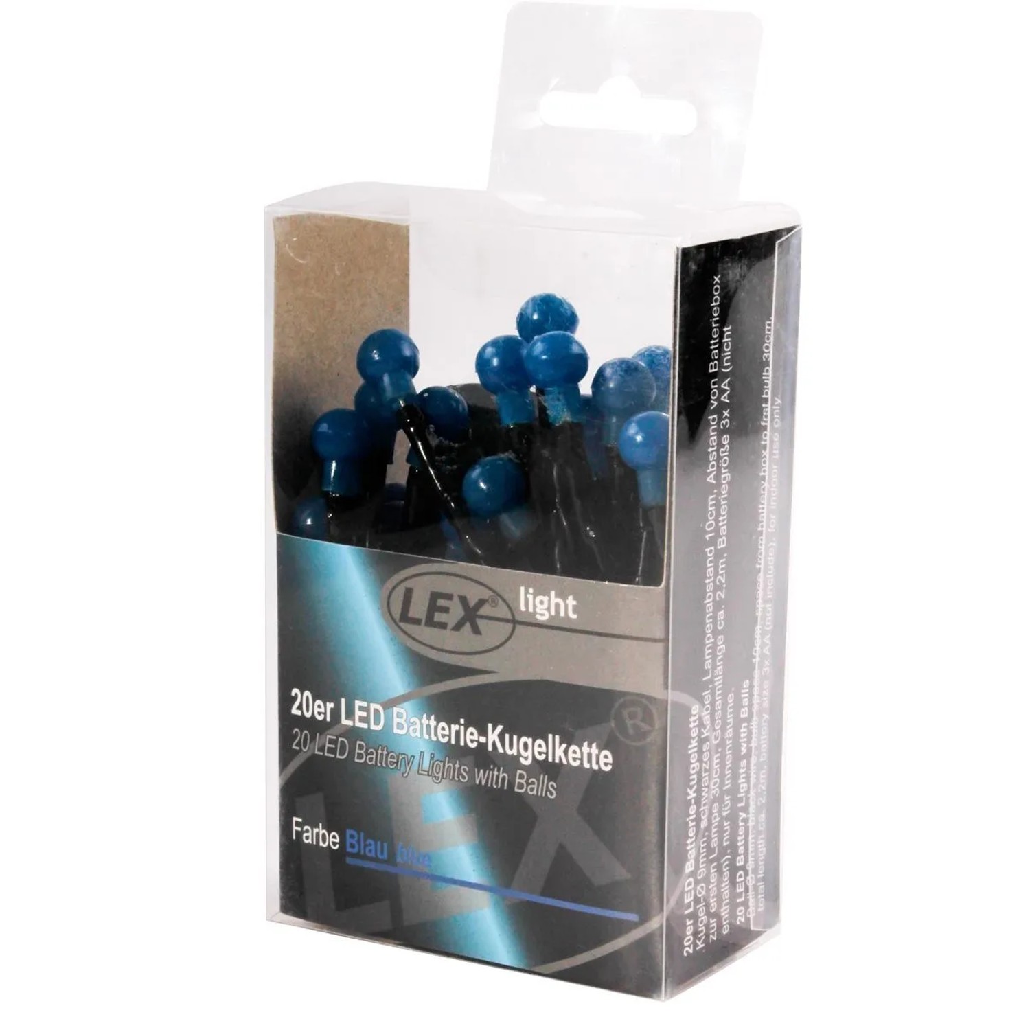 Lex 20er LED Batterie Kugelkette Lichterkette Blau Kugeln Batterie Beleucht günstig online kaufen