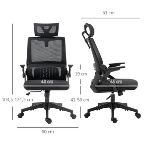 Vinsetto Bürostuhl Schwarz mit Mesh, Wippfunktion und verstellbarer Höhe. Ergonomischer Arbeitsstuhl.