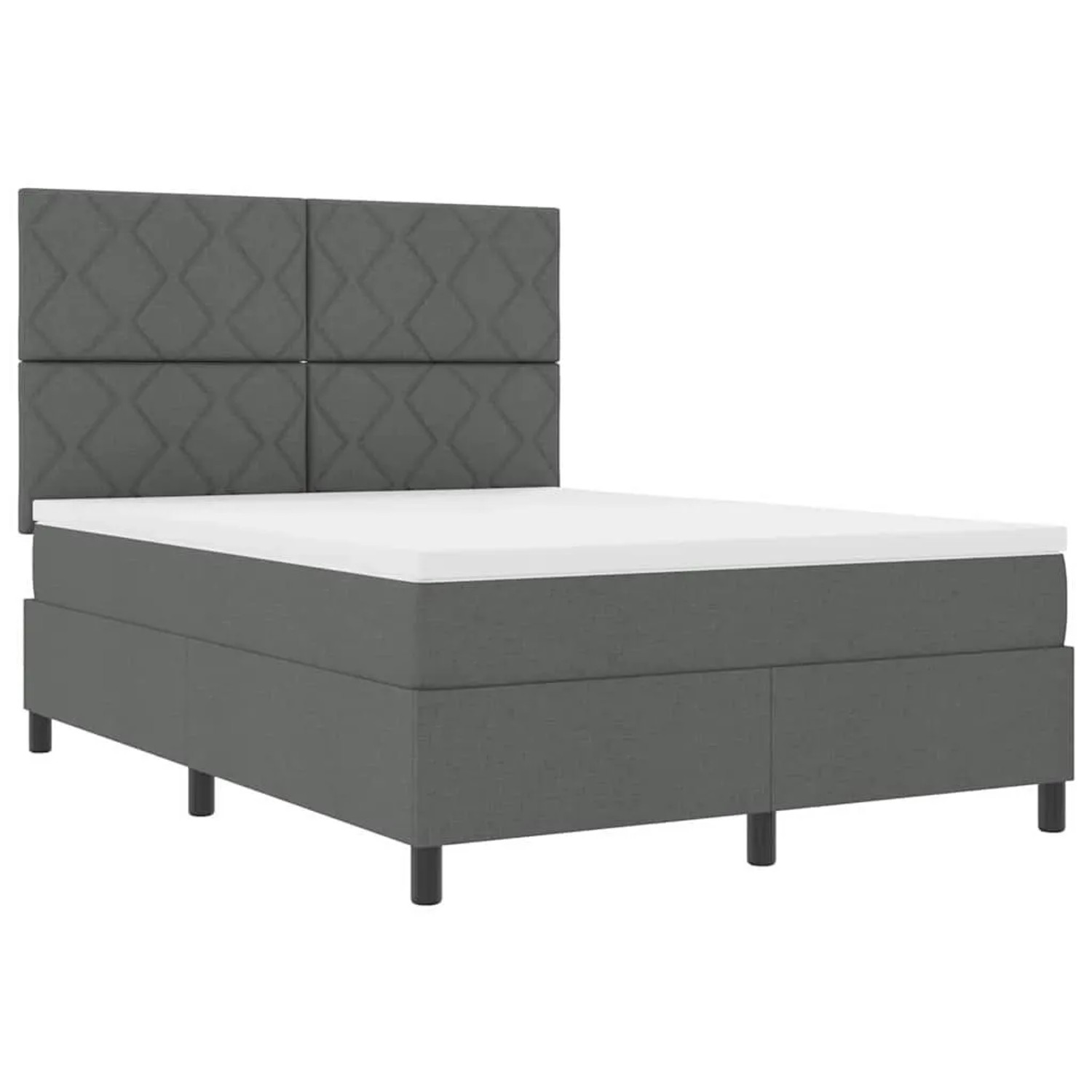 vidaXL Boxspringbett mit Matratze Dunkelgrau 140 x 200 cm Stoff 3339470