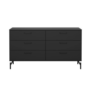 Schwarze, matte Kommode 'Dana' mit 6 Schubladen von ebuy24. Modernes Sideboard für Stauraum.